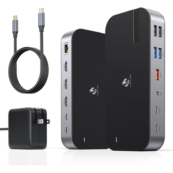 ,16 in 1 USB C Docking Triple Monitor,USB C Dock Station with 3 HDMI,PD 100W, USB 3.1/3.0/2.0,RJ 45 Ethernet,microSD/SD Card,Audio for Dell/LenovoInclude Power Adapter