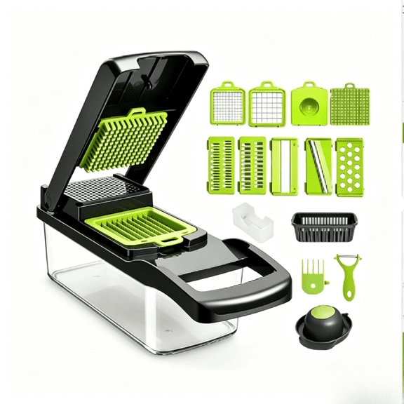 16 in 1 Vegetable Chopper Dicer Mandoline Slicer with Container, 7 Interchangeable Blades Finger Guard Egg Separator Multi Fruit Veggie Cutter Kitchen Gadget