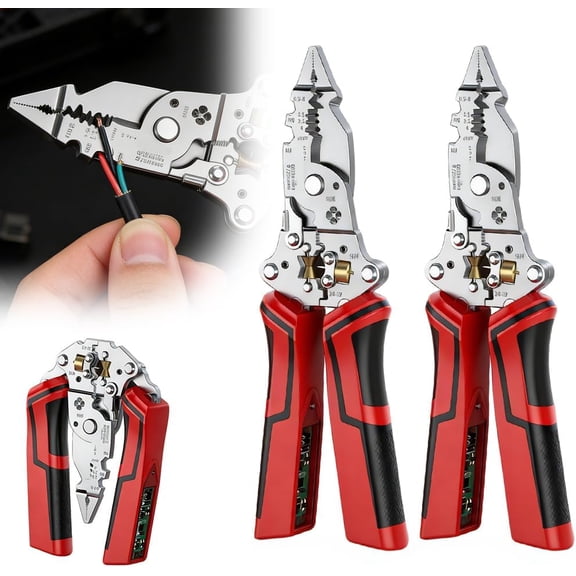 16 in 1 Wire Stripper Twister for Cutting and Pulling Wires, 2026 New Cable Scissors,Voltage Tester Pliers, Detectable 12-250V, Foldable for Electrical Repair & DIY Household Use