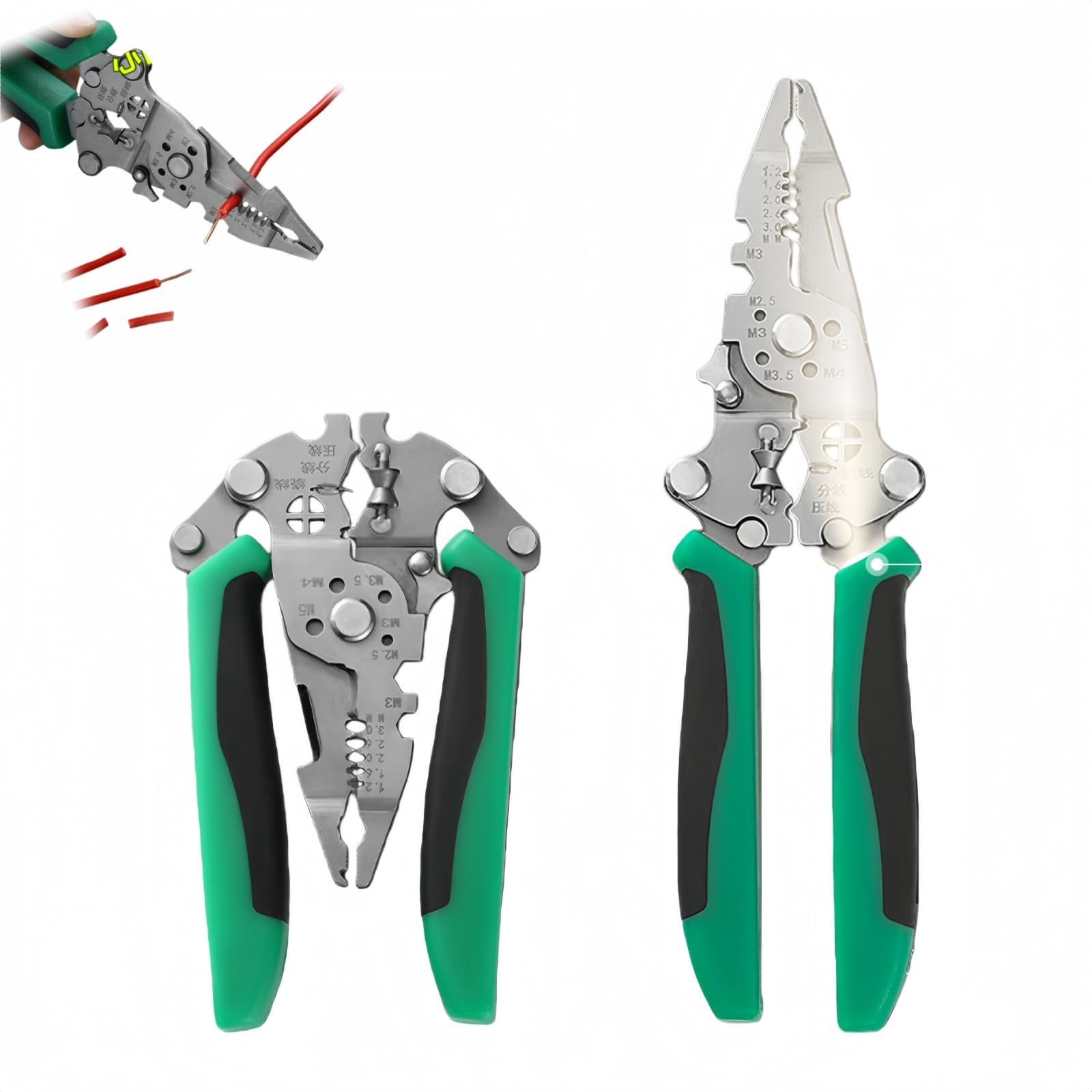 16 in 1 Wire Stripper Twister for Cutting and Pulling Wires,Made of Stainless Steel Foldable Voltage Testing Lighting Functions Specially Designed for Electricians
