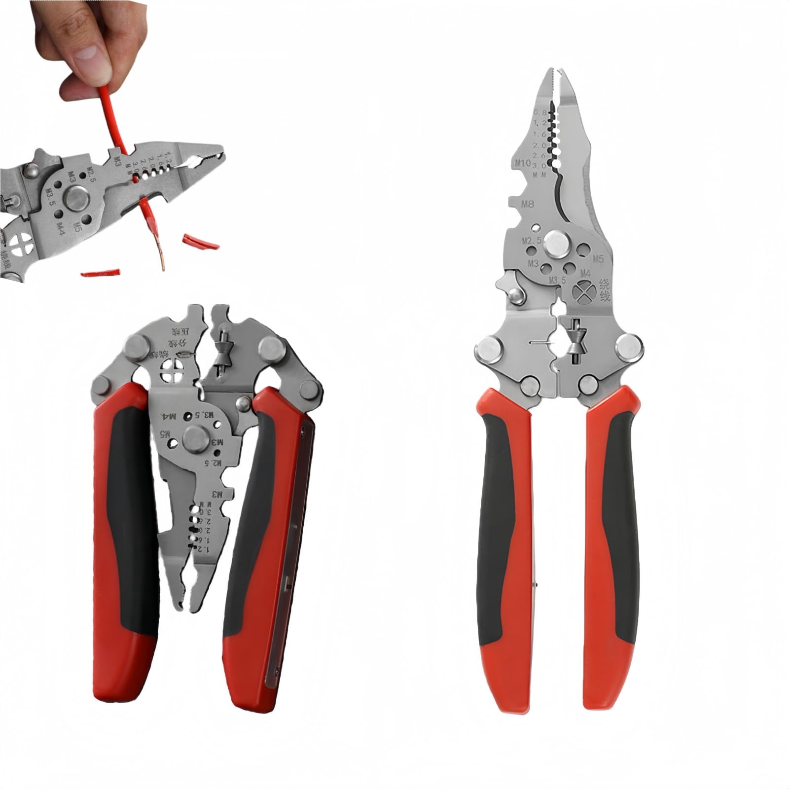 16 in 1 Wire Stripper Twister for Cutting and Pulling Wires,Made of Stainless Steel Foldable Voltage Testing Lighting Functions Specially Designed for Electricians