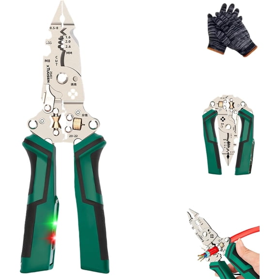 16 in 1 Wire Stripper Twister for Cutting and Pulling Wires, Rechargeable Foldable Cable Scissors,Voltage Tester Pliers,12V to 250V Live,Null,Hot Wire Judgment AC DC,Audible and Flashing LED(Green)