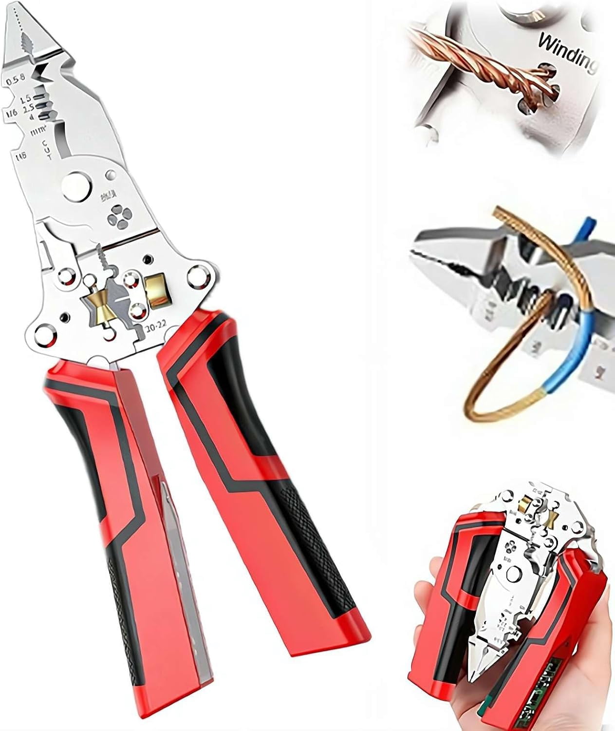 16 in 1 Wire Stripper Twister | Multi-Functional Pliers for Cutting, Stripping & Pulling Wires, Voltage Tester 12-250V, Foldable Cable Scissors for Electrical Repair & DIY