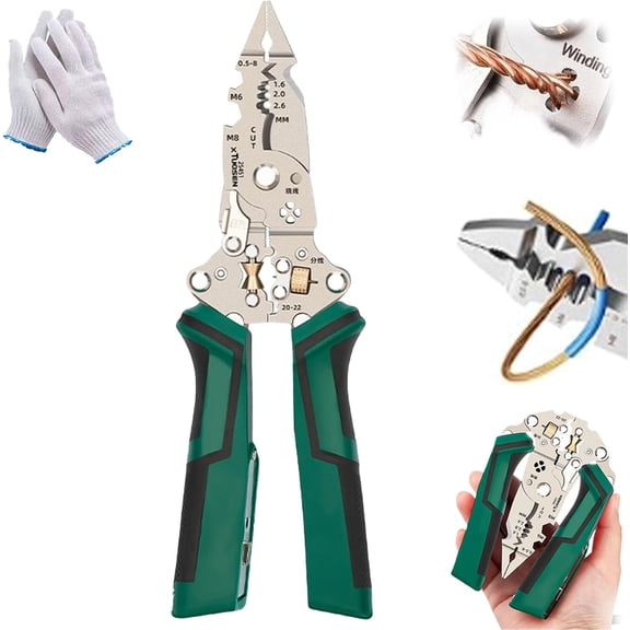 16 in 1 Wire Stripper Twister Tool for Cutting and Pulling Wires,Cable Scissors,Voltage Tester Pliers, Multifunctional Foldable Professional Wirestripper