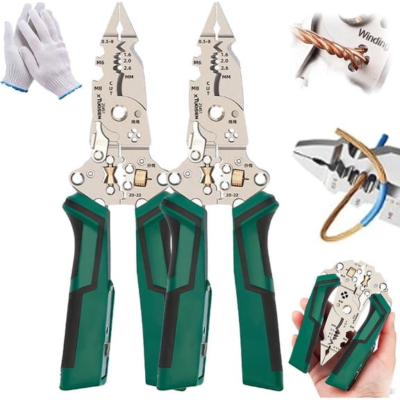 16 in 1 Wire Stripper Twister Tool for Cutting and Pulling Wires,Cable Scissors,Voltage Tester Pliers, Multifunctional Foldable Professional Wirestripper