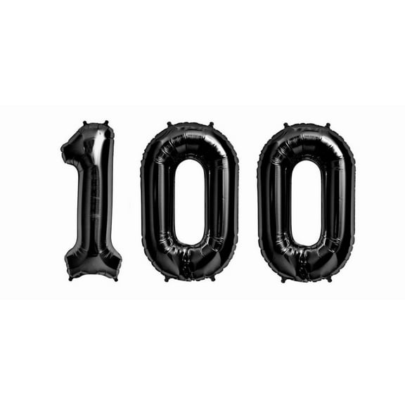 16" 100 Black Number Balloons 100Th Birthday Party Anniversary Foil Balloon Usa