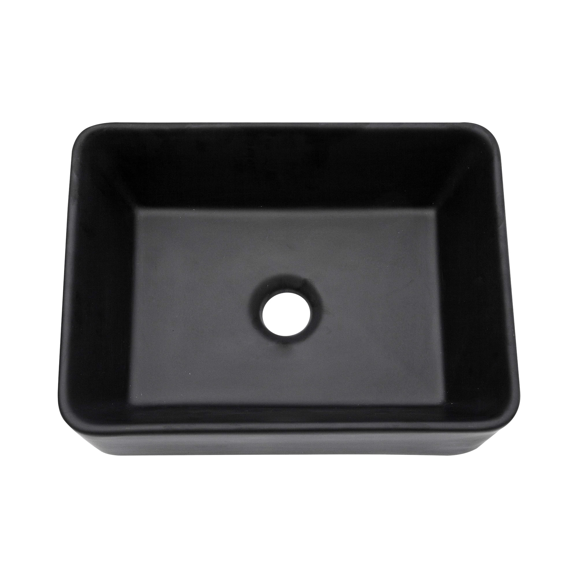 16" Black Ceramic Rectangular Countertop Bathroom Sink