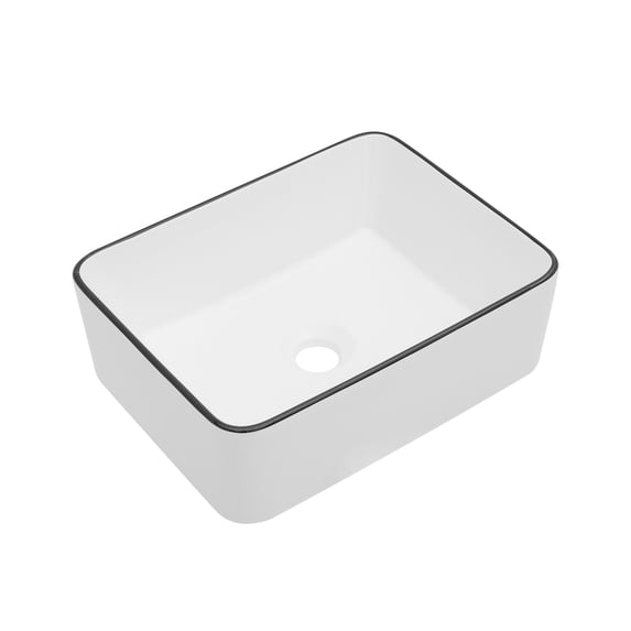16"×12"×5" White Ceramic Rectangular Countertop Bathroom Sink