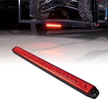 16" 12-LED Red Trailer ID Light Bar [Brake + Sequential Turn Signal] [DOT Certified] [IP67 Submersible] Clearance ID Marker Brake Tail Light for 80" or Wider Trailers