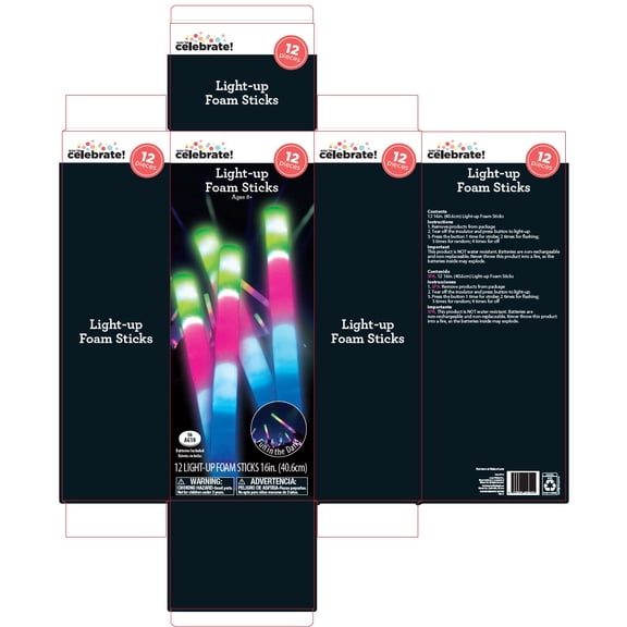 16" Light-up Foam Sticks, 12 Count, by Way To Celebrate