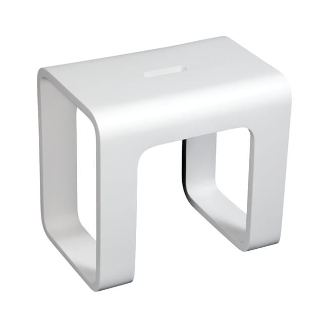 Matte White Solid Surface Rectangular Shower Stool