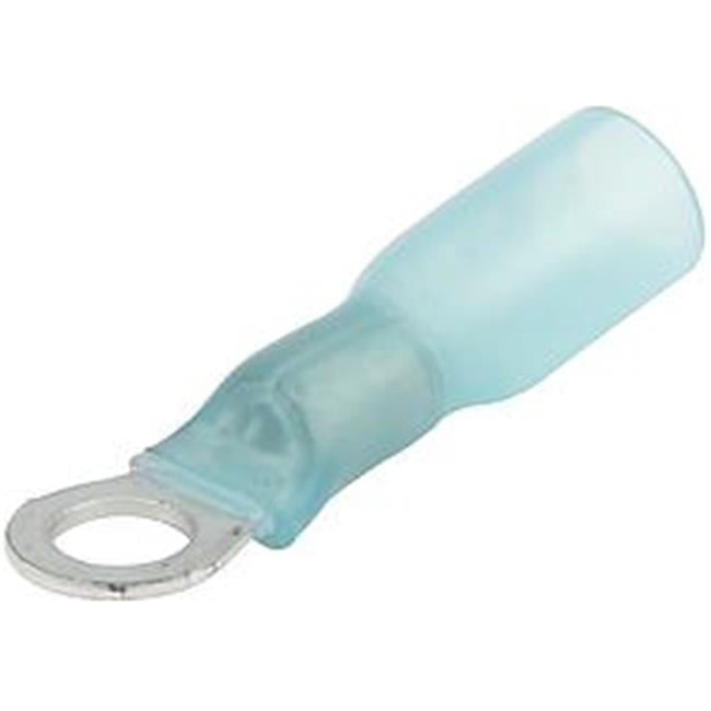 16-14 Gauge Heat Shrink Ring Terminal with No. 10 Hole, Blue - Pack of 10