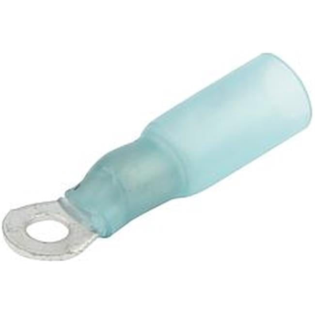 16-14 Gauge Heat Shrink Ring Terminal with No. 6 Hole - Blue