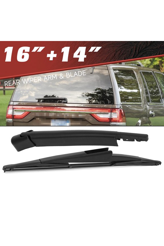 16"+14" Rear Windshield Wiper Arm & Blade Set Compatible With Lincoln Navigator 2009-2017, Ford Expedition 2009-2017