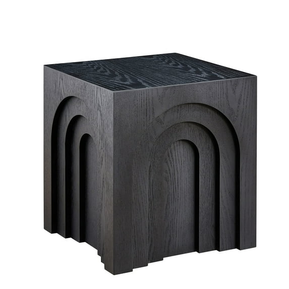 16.15'' Square Side Table For Bedroom, Modern Black , Construction Table, Square, Small Space Accent Living Room,