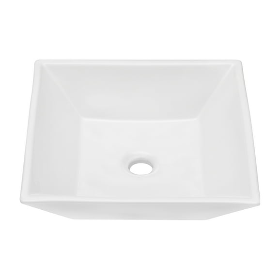 16"16"5" White Ceramic Rectangular Countertop Bathroom Sink