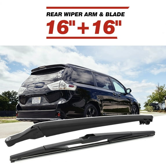 16"+16" Rear Windshield Wiper Arm & Blade Set Compatible With Toyota SIENNA 2011-2021