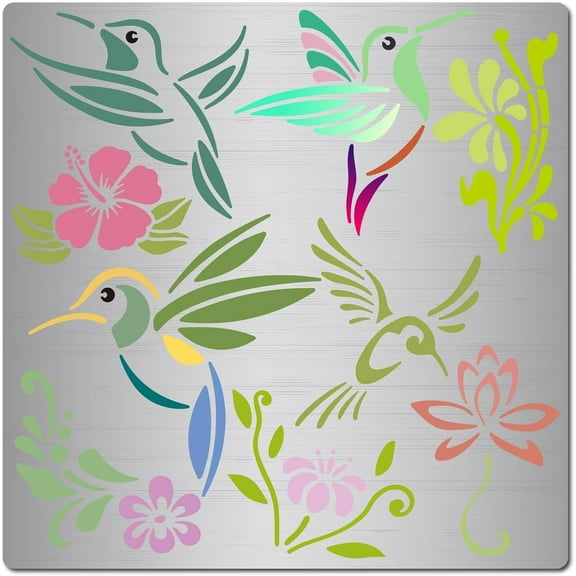 16 * 16cm Hummingbird Stencil Birds Templates Metal Journal Stencils Reusable Stainless Steel Template Tool