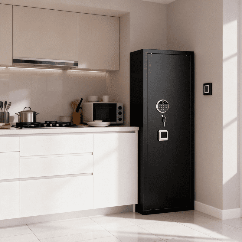 16-17 Gun Safe, 0.1s Fingerprint Unlock Gun Safe for Rifles and Pistols, Quick Access Rifle Safe with Removable Gun Racks and Pistol Pockets, Digital Gun Cabinet with Dual Alarm and Mute Mode