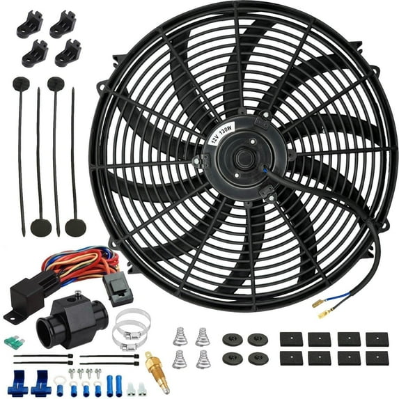 16-17 Inch 130w Electric Fans Radiator Hose Grounding Temperature Switch