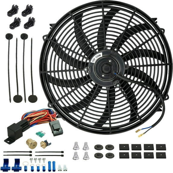 16-17 Inch 130w Electric Radiator Fan Thread-In NPT Thermostat Wiring Kit