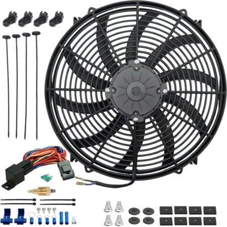 16-17 Inch 180w Electric Radiator Fan NPT Ground Temperature Switch Kit