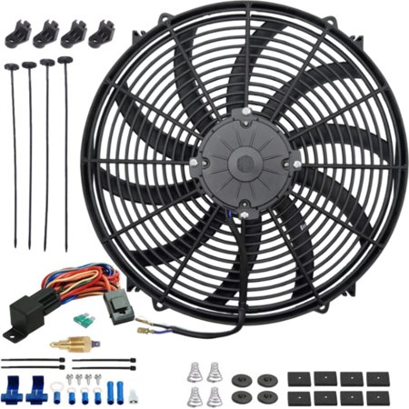 16-17 Inch 180w Electric Radiator Fan NPT Ground Temperature Switch Kit
