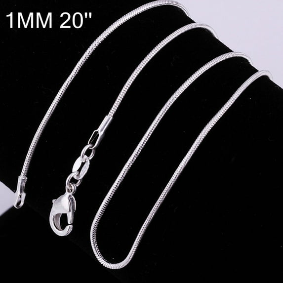 Designice 16 18 20 22 24 inch 925 Sterling Silver Curb Chain Link Necklace Bracelet 1m