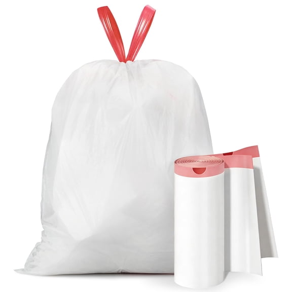 16-18 Gallon Trash Bags Drawstring, Clear, Size M, Tear Free Large Garbage Bags for Kitchen, 105 Count Tear-Resistant Strong Plastic Compactor Bag for Office Lawn