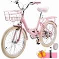 thumbnail image 1 of 16/18 Inch Bike Kids Bicycle with Basket, Girls Bikes Ages 5-10, Kids Bicycles with Front and Rear Brakes, Kid Bike with Training Wheels, Kickstand, Rear Seat, 1 of 15