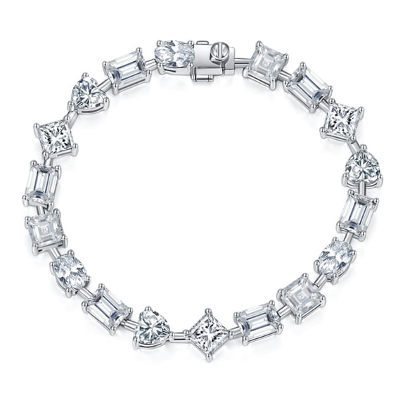 16-18 Inches Various Moissanite Mixed Tennis Bracelet for Women D Color VVS1 S925 Sterling Silver Lab Created Diamond Tennis Bracelet Perfect for Daily Wear