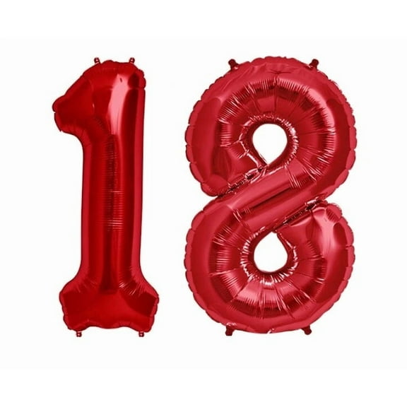 16" 18 Red Number Balloons 18Th Birthday Party Anniversary Foil Balloon Decor Us