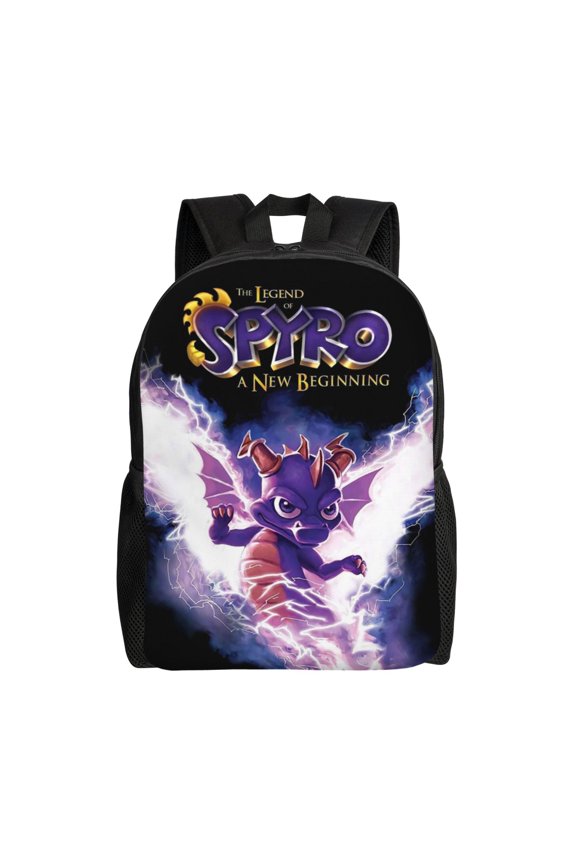 16.1IN Spy-r-0 Purple Dragon Backpack Unisex Schoolbag Rucksack Large Capacity Shoulder Bag Travel Students Bookbag