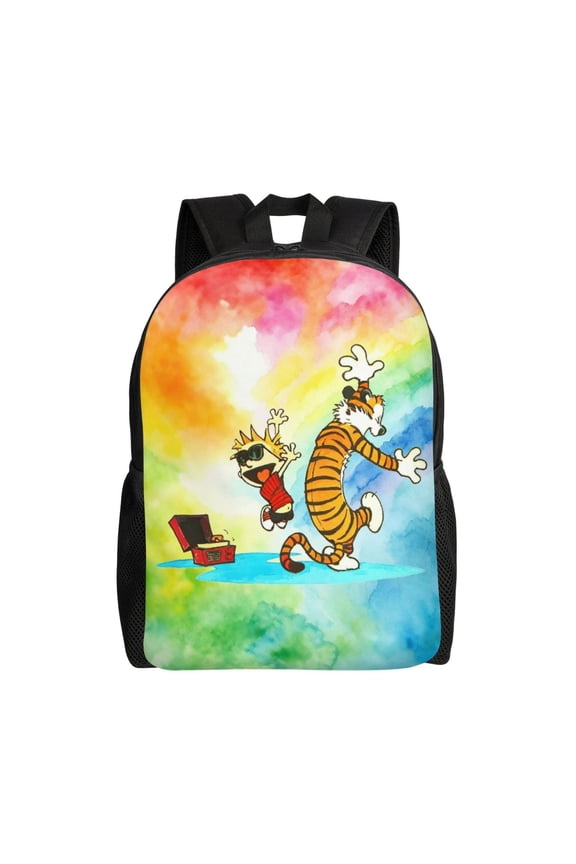 16.1in Calvi-n Tiger Ho-b-e Backpacks Cute Bag Anime Backpack Cartoon Bags Bookbag Daypack Outdoor Travel
