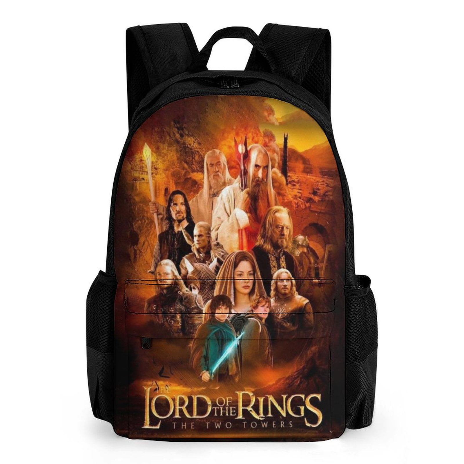 16.1in Lord of Ring Backpack with Pocket Cartoon Backpack Travel Laptop ...