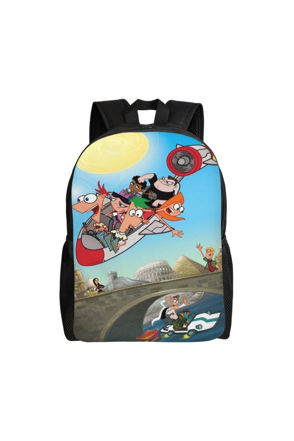 16.1in Phi-Neas Friend Ferb0 Backpacks Cute Bag Anime Backpack Cartoon Bags Bookbag Daypack Outdoor Travel