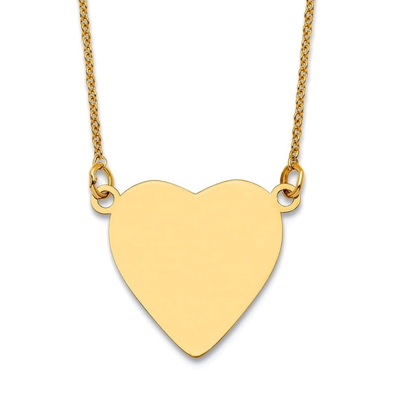 16.1mm 14k Solid Yellow Gold Plain .018 Gauge Love Heart Engravable Disc Necklace 18 Inch Pendant Necklace for Women