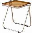 thumbnail image 1 of 16.2"×14.1" Acrylic Folding Side Table, Portable Lightweight End Table, Sturdy Metal Frame and No Assembly Required, Space-Saving Design for Living Room, Bedroom and Small Room, Tawny, 1 of 6