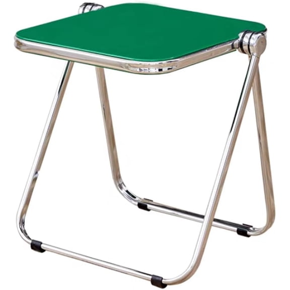16.2" × 14.1" Acrylic Folding Table, Small Lightweight End Table for Living Room, Bedroom and Small Room, Sturdy Metal Frame with No Assembly Required, Space-Saving Storage Design (green)
