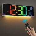 thumbnail image 1 of 16.2" Large Digital Wall Clock with Remote Control, LED Display/Dual Alarm/8 RGB Colors/Auto Brightness/Date/Auto DST/Temperature/Night Light, Ideal for Living Room, Bedroom, Office Wall Decor, 1 of 4