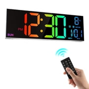 16.2 Large Digital Wall Clock with Remote Control Large LED/Dual Alarm/8 RGB Color/auto Brightness/date/auto DST/temperature/humidity/night Lights Gym Clock Living Room Bedroom