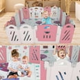 thumbnail image 1 of 16+2 Panel Baby Playpen, Foldable Playard for Baby and Kids, Adjustable Shape Play Fence with Safety Lock Gate (Pink+White,16+2 Panel), 1 of 8