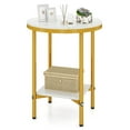 thumbnail image 1 of 16” 2-Tier Durable Round Side Table w/Storage Shelf, Gold Metal Frame for Living Room, 1 of 10