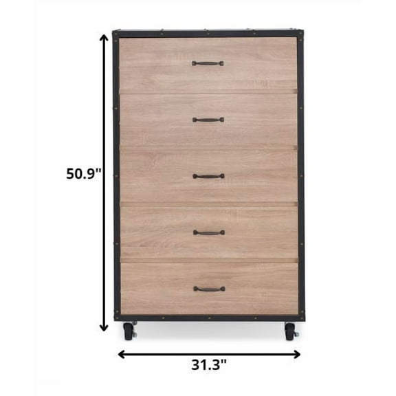 16.2" X 31.3" X 50.9" Weathered Light Oak Particle Board Chest