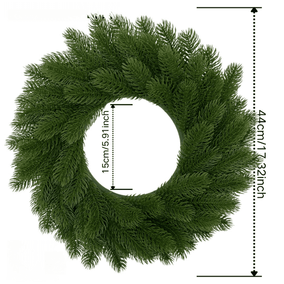 16/20 Inch Artificial Pine Wreath - Unlit Green Christmas Wreath for Front Door, Rustic Evergreen Wreath for Winter Holiday Home Decor