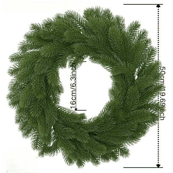 16/20 Inch Artificial Pine Wreath - Unlit Green Christmas Wreath for Front Door, Rustic Evergreen Wreath for Winter Holiday Home Decor
