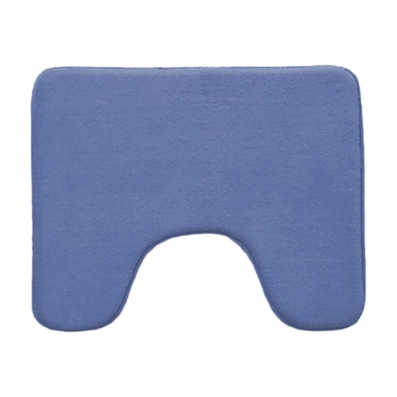16×20 Inch Dark U-Shaped Soft Foam Toilet Mat, Thick Comfortable Non-Slip Bathroom Rug, High Water Absorption Machine Washable Quick Dry Contour Floor Mat For Restroom Daily Use-(Blue)