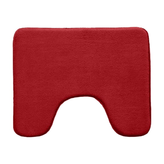 16×20 Inch Dark U-Shaped Soft Foam Toilet Mat, Thick Comfortable Non-Slip Bathroom Rug, High Water Absorption Machine Washable Quick Dry Contour Floor Mat For Restroom Daily Use-(Red)
