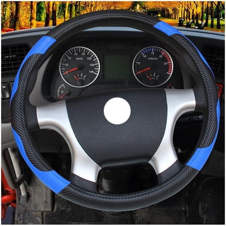 16-20 Inch Steering Wheel Cover, Anti-Slip & Comfort Grip Steering Wheel Cover for Semi Big Rigs, 18 Wheelers, RVs and Classic CarsTrucks, Black and Blue