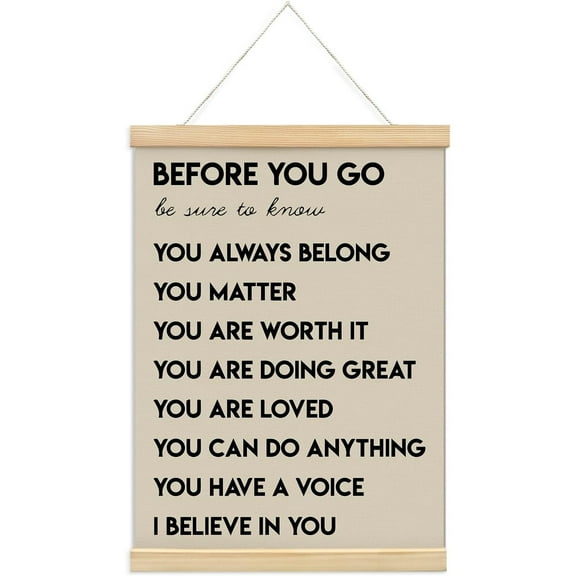 1620in Mental Health Positive Affirmations Wall Hanging, Before You Go Inspirational Wood Frame Canvas Sign for Therapist Office, Nurse Desk, Kids & Teen Girls Bedroom Playroom Decor